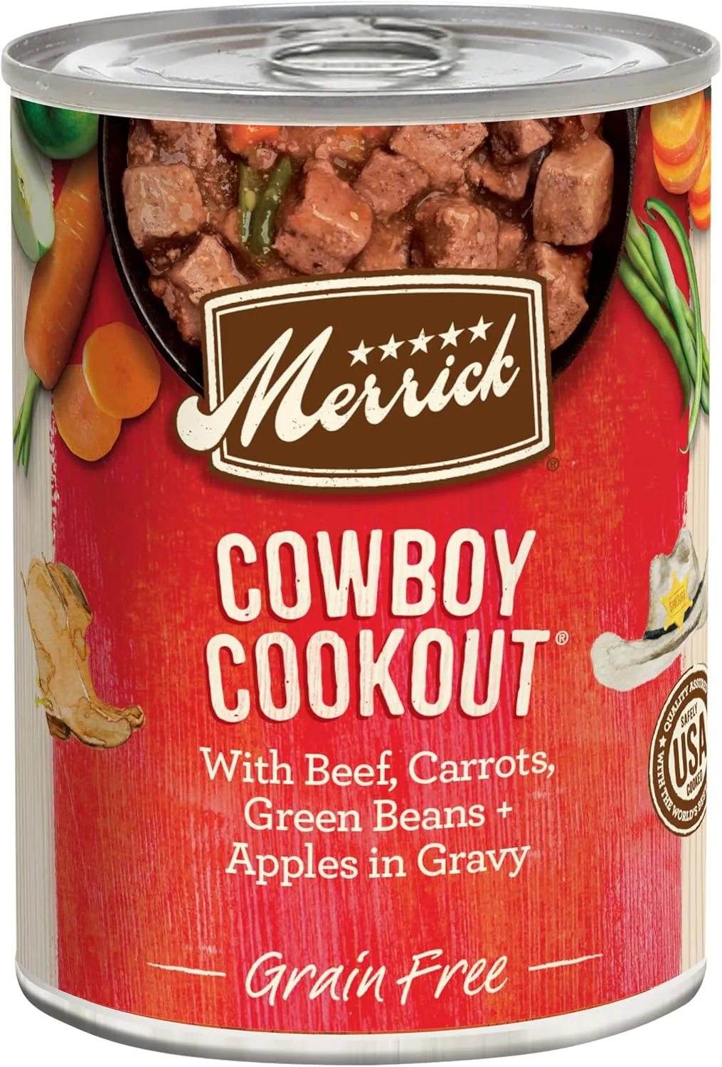 Merrick Grain Free Wet Dog Food, Premium And Wholesome Gluten Free Canned Adult Dog Food, Cowboy Cookout - (Pack of 12) 12.7 oz. Cans