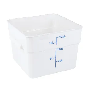 Met Lux 12 qt Square White Plastic Food Storage Container - with Blue Volume Markers - 11" x 11" x 8" - 1 count box