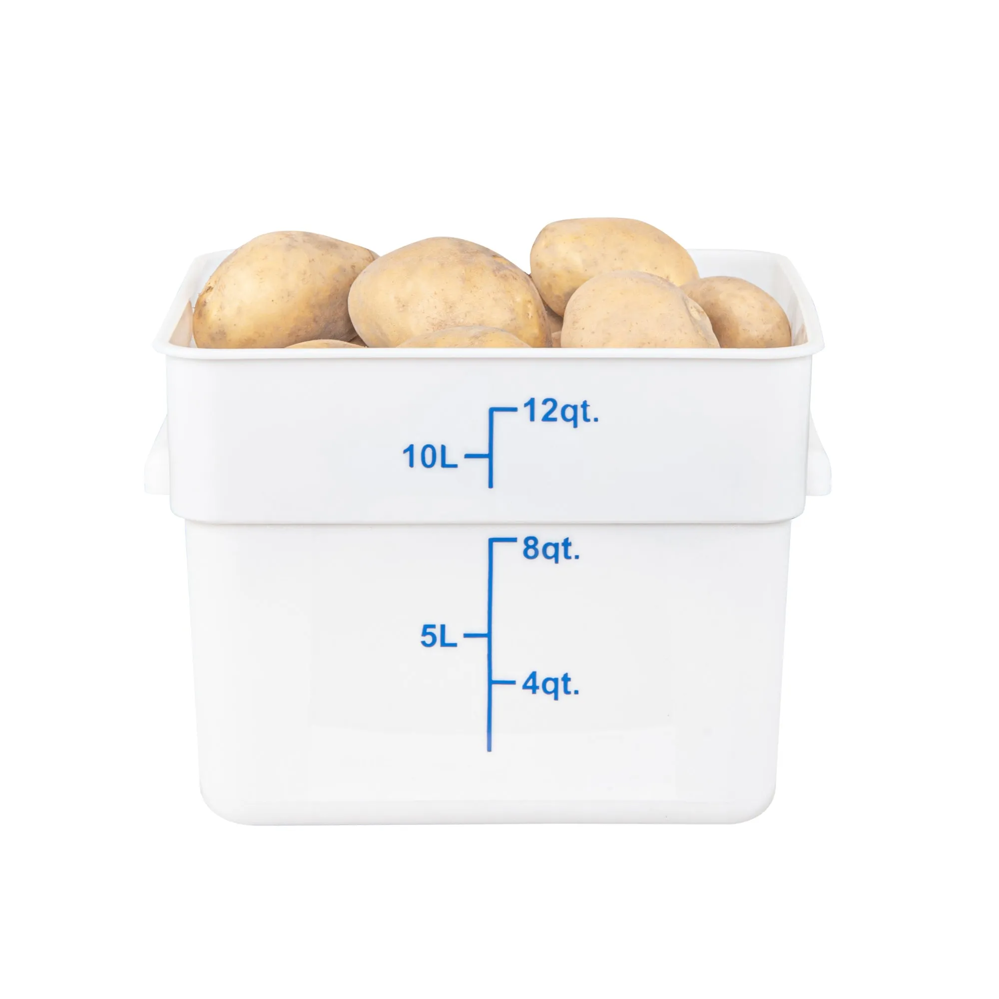 Met Lux 12 qt Square White Plastic Food Storage Container - with Blue Volume Markers - 11" x 11" x 8" - 1 count box