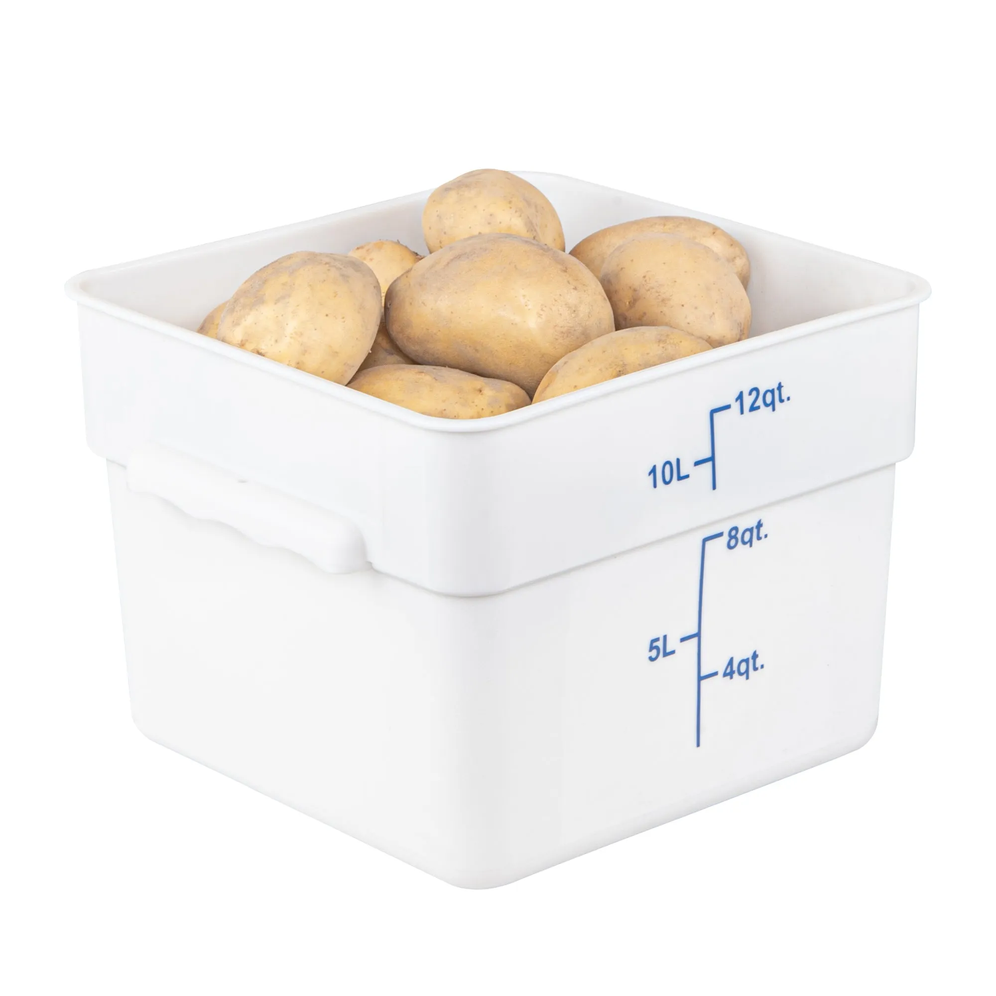 Met Lux 12 qt Square White Plastic Food Storage Container - with Blue Volume Markers - 11" x 11" x 8" - 1 count box