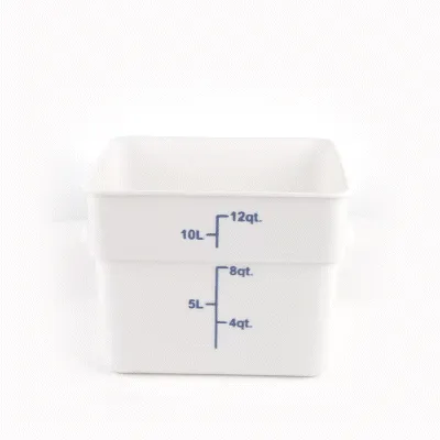 Met Lux 12 qt Square White Plastic Food Storage Container - with Blue Volume Markers - 11" x 11" x 8" - 1 count box