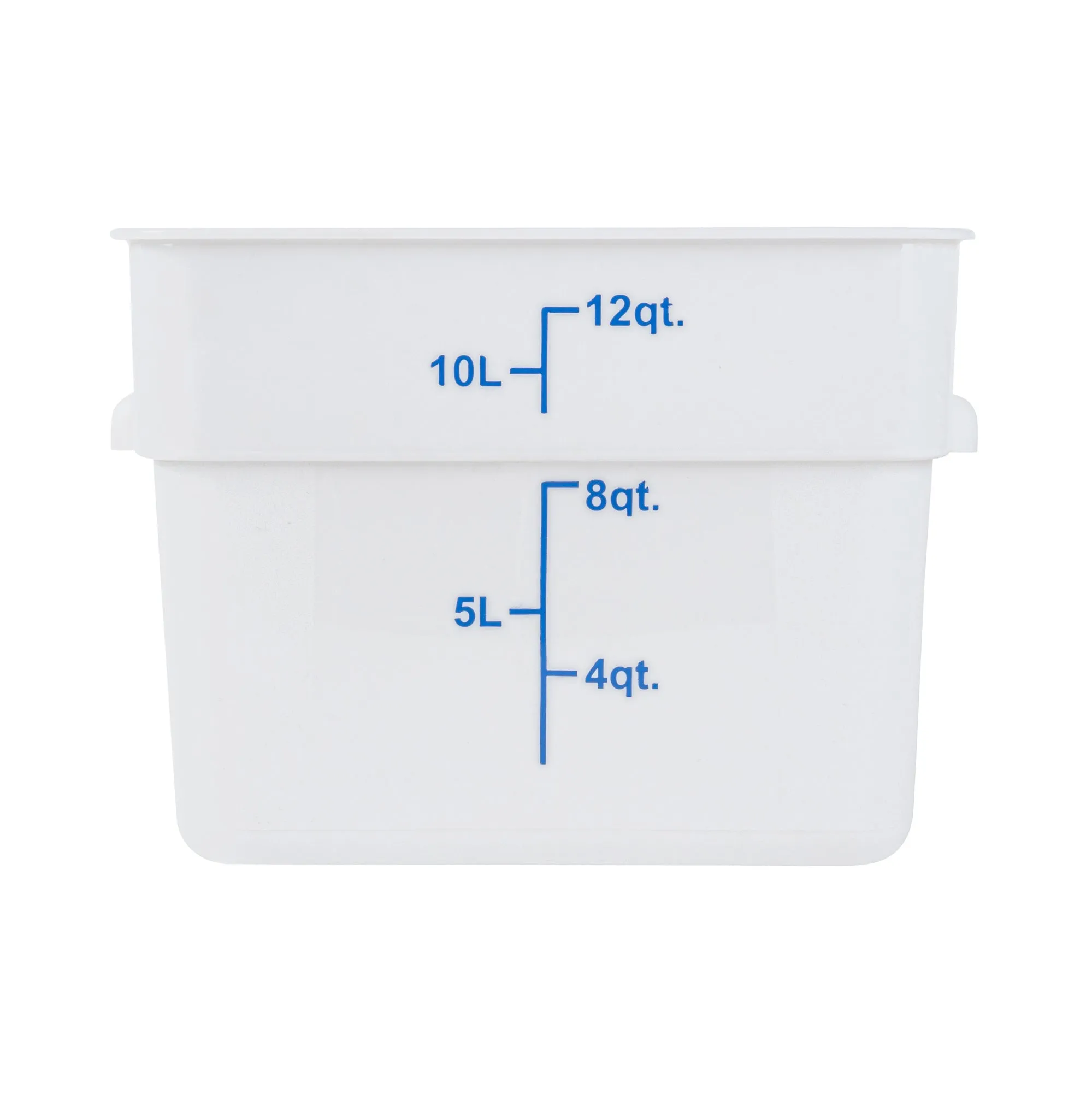 Met Lux 12 qt Square White Plastic Food Storage Container - with Blue Volume Markers - 11" x 11" x 8" - 1 count box