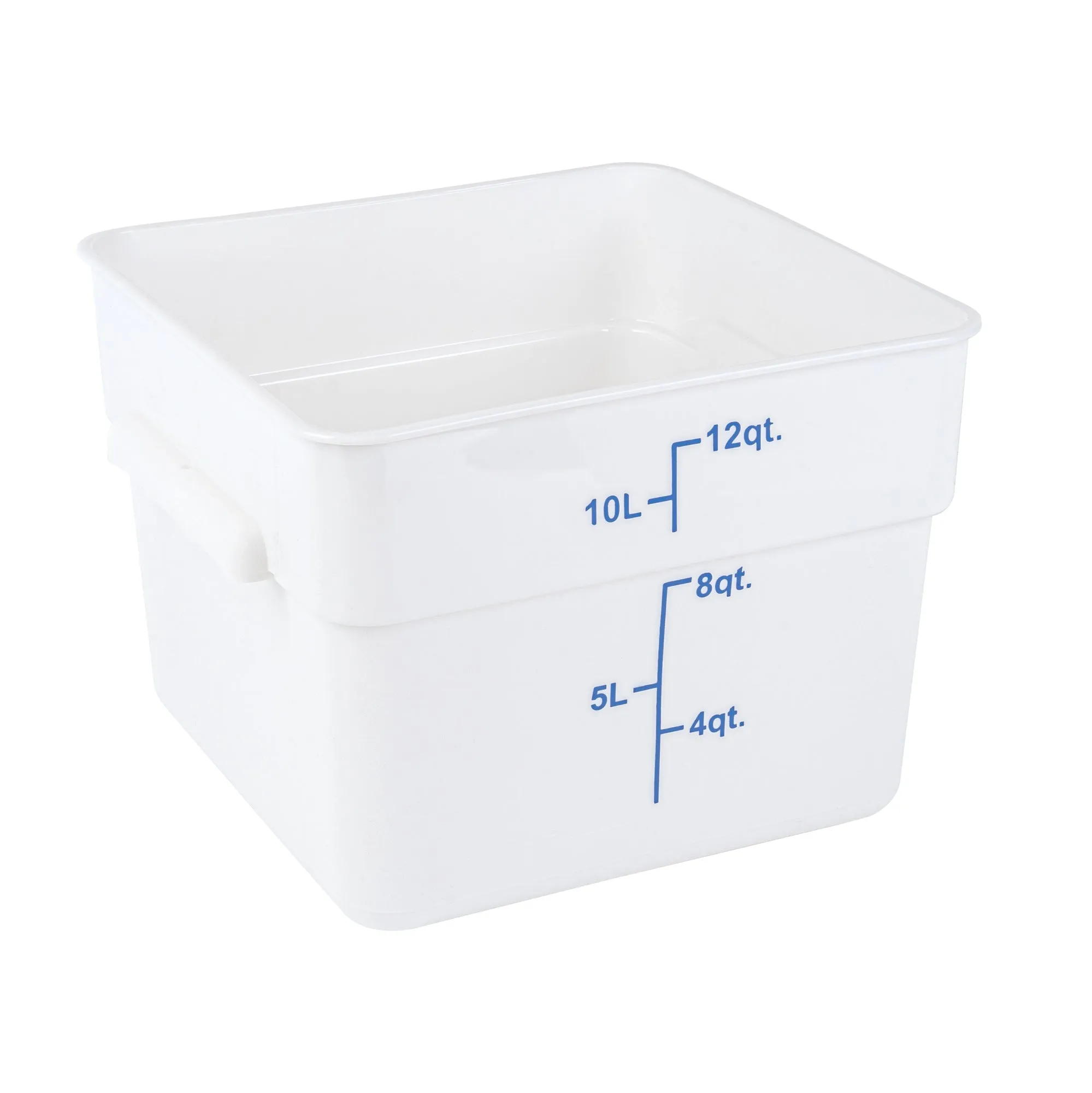 Met Lux 12 qt Square White Plastic Food Storage Container - with Blue Volume Markers - 11" x 11" x 8" - 1 count box