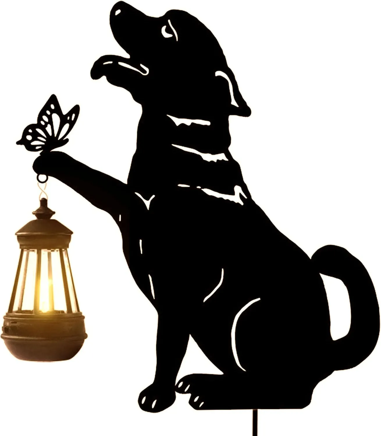 Metal Cat and Dog Stake with Solar-Powered Light
