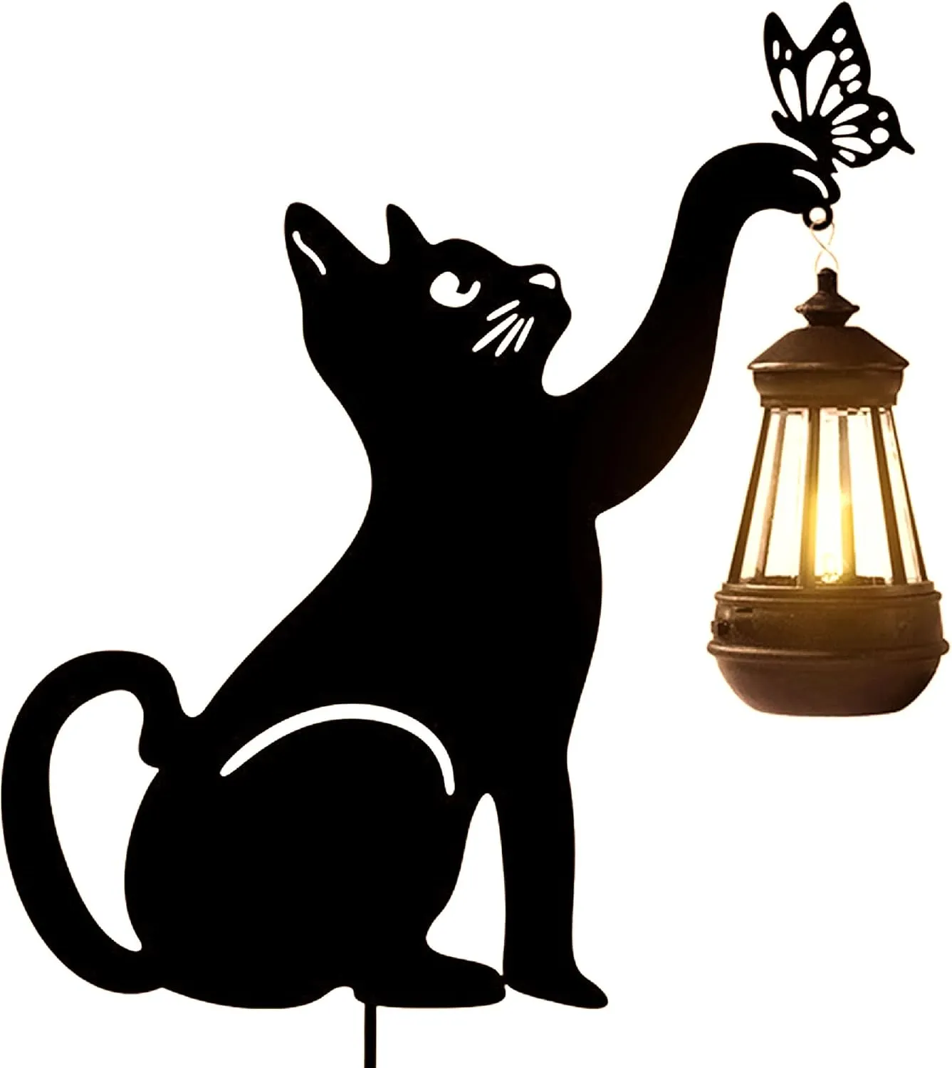 Metal Cat and Dog Stake with Solar-Powered Light