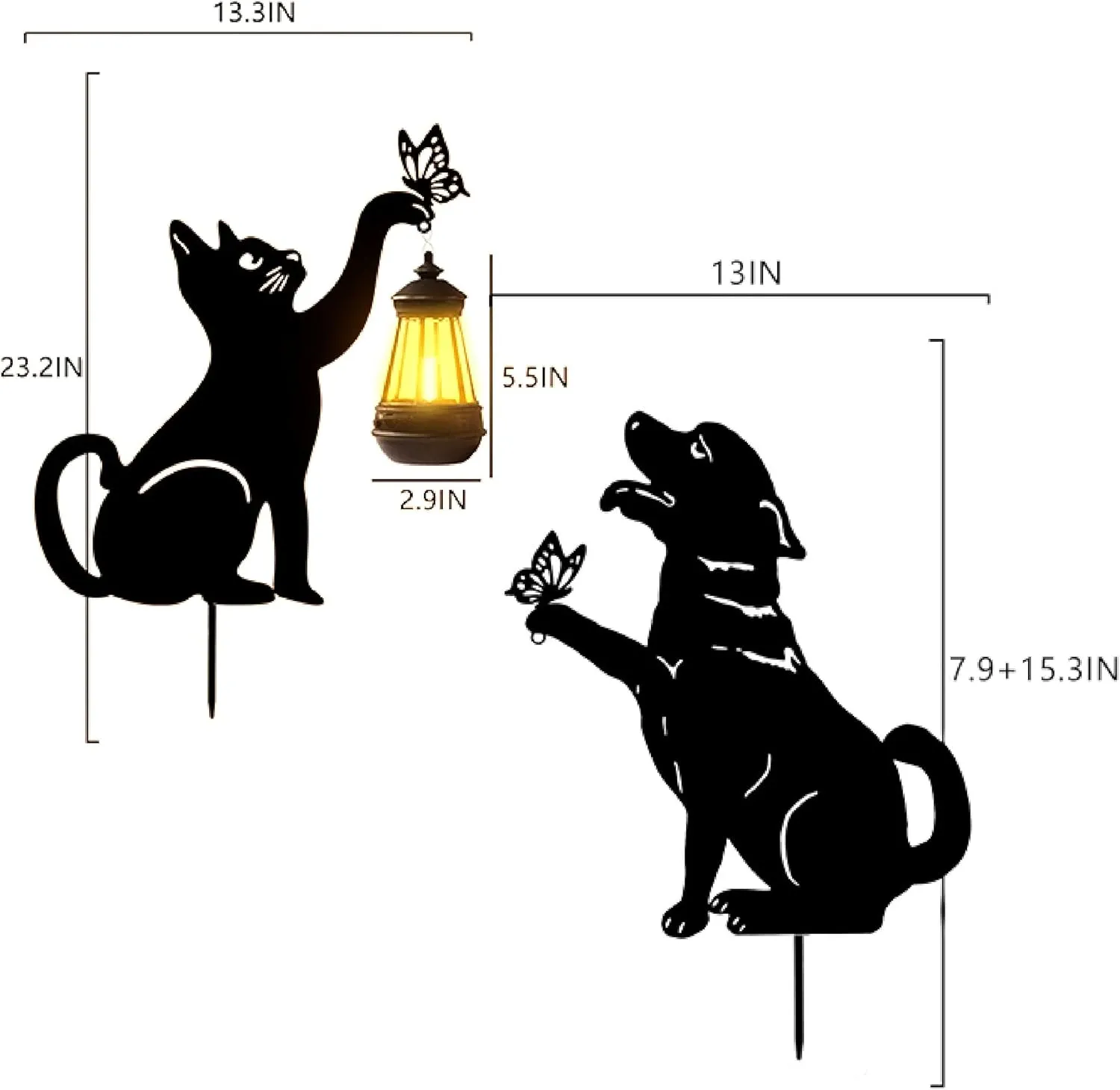 Metal Cat and Dog Stake with Solar-Powered Light