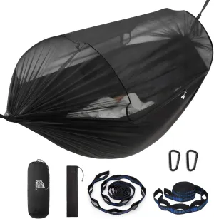 Miztli Camping Hammock -Portable Hammock w/Spacious Net & Tree Straps w/Adjutable Loops,Double and Single Hammock for Outdoor, Hiking, and Travel