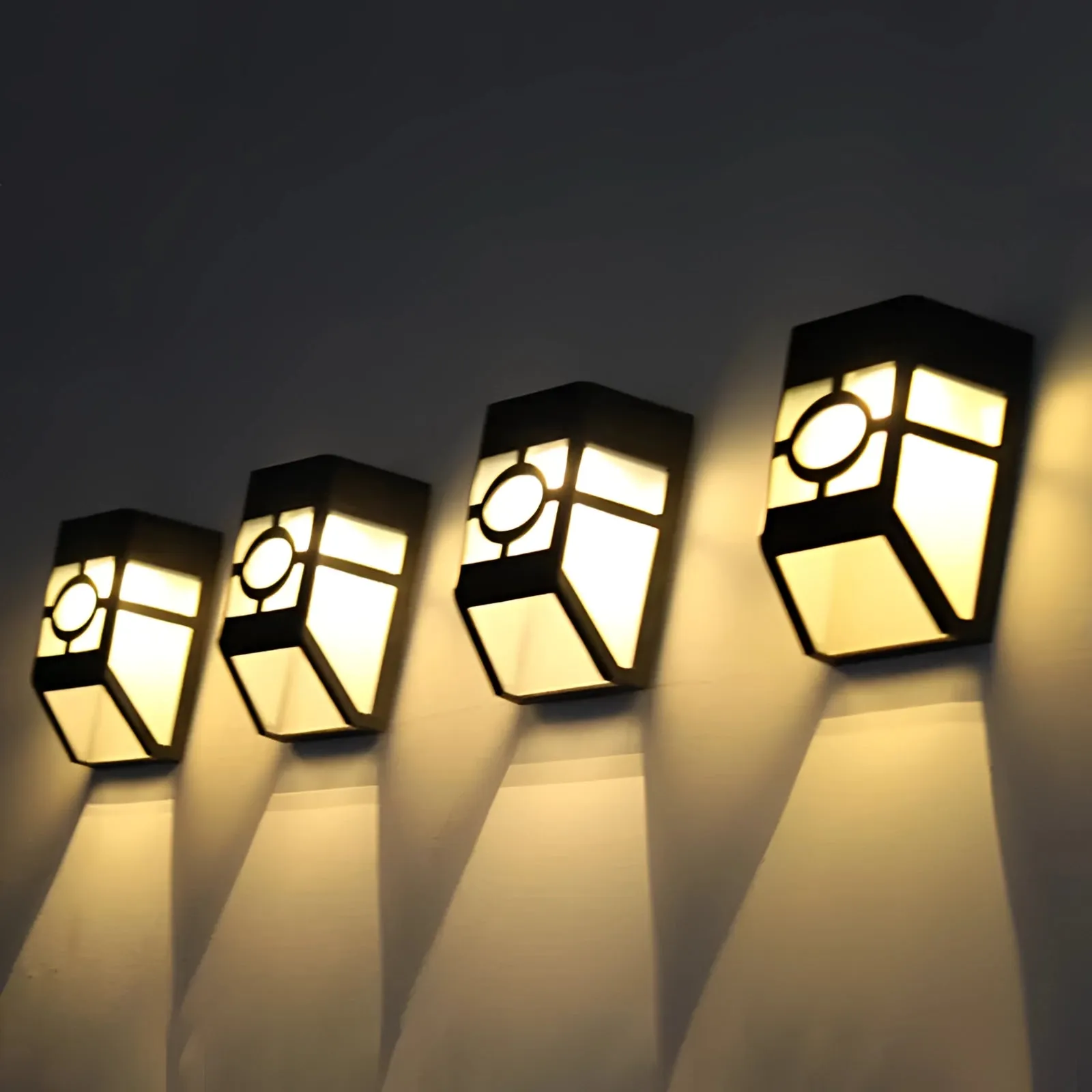Modern Geometric Outdoor LED Wall Lantern - Weather-Resistant (2-Pack)