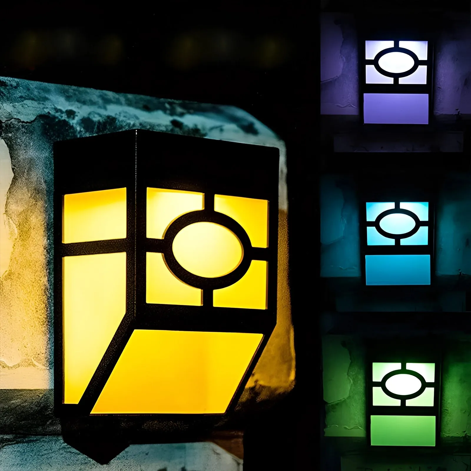 Modern Geometric Outdoor LED Wall Lantern - Weather-Resistant (2-Pack)