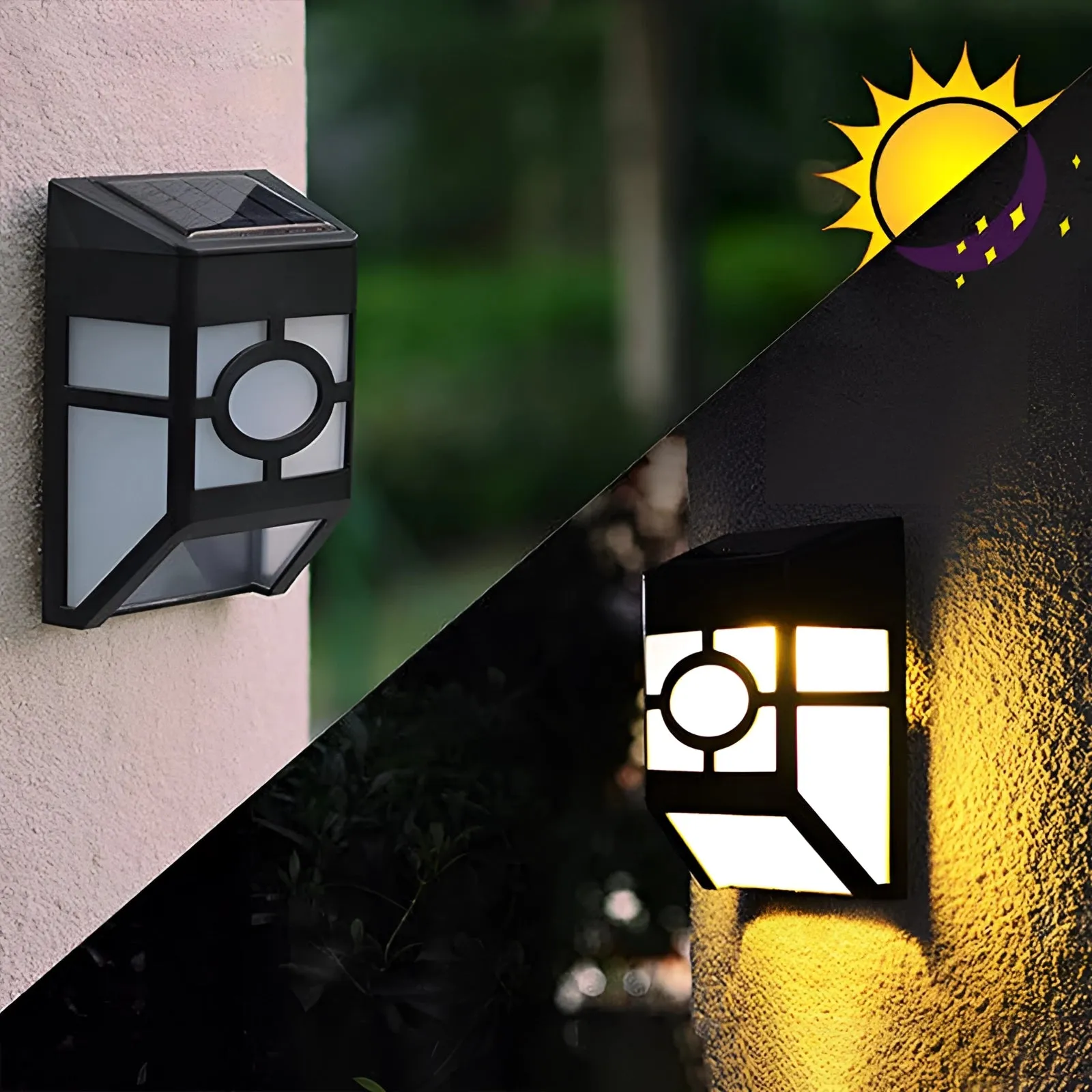 Modern Geometric Outdoor LED Wall Lantern - Weather-Resistant (2-Pack)