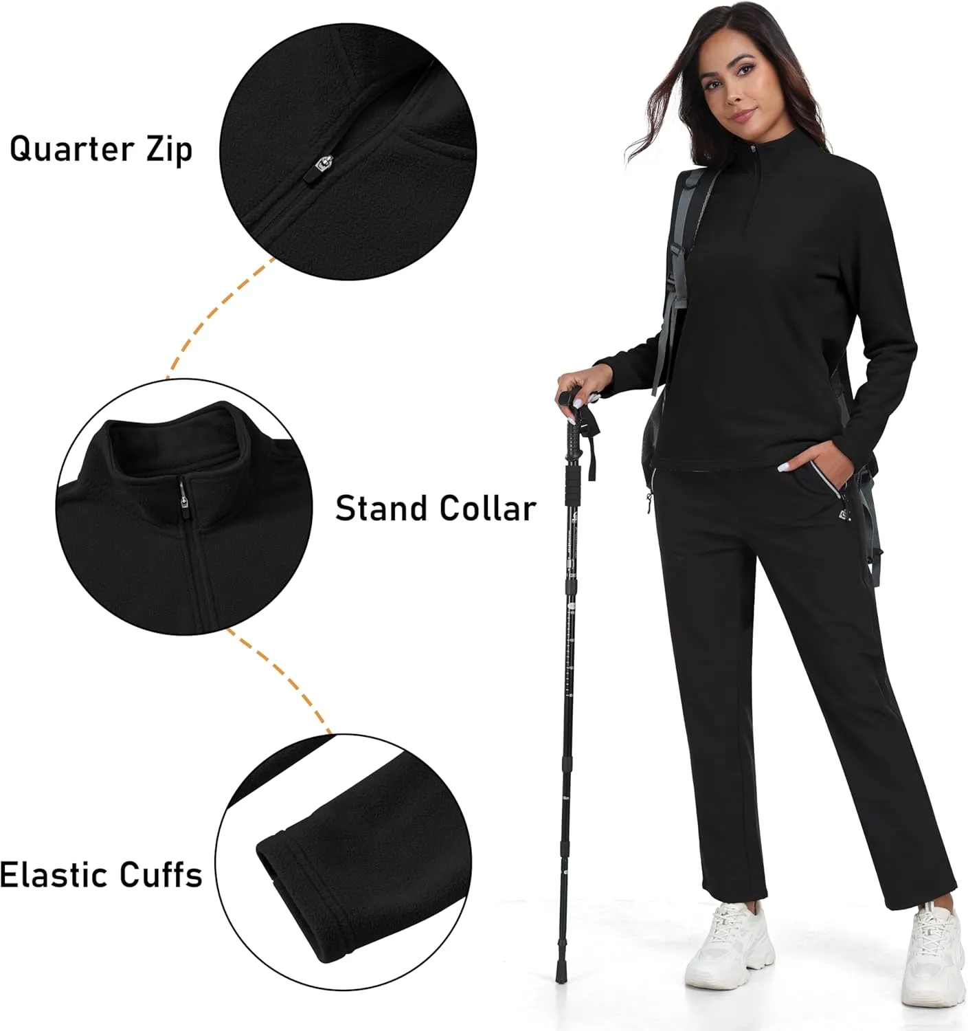 MoFiz Women's 1/4 Zip Polar Fleece Pullover Long Sleeve Soft Lightweight Warm Winter Jacket Top