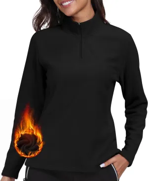 MoFiz Women's 1/4 Zip Polar Fleece Pullover Long Sleeve Soft Lightweight Warm Winter Jacket Top