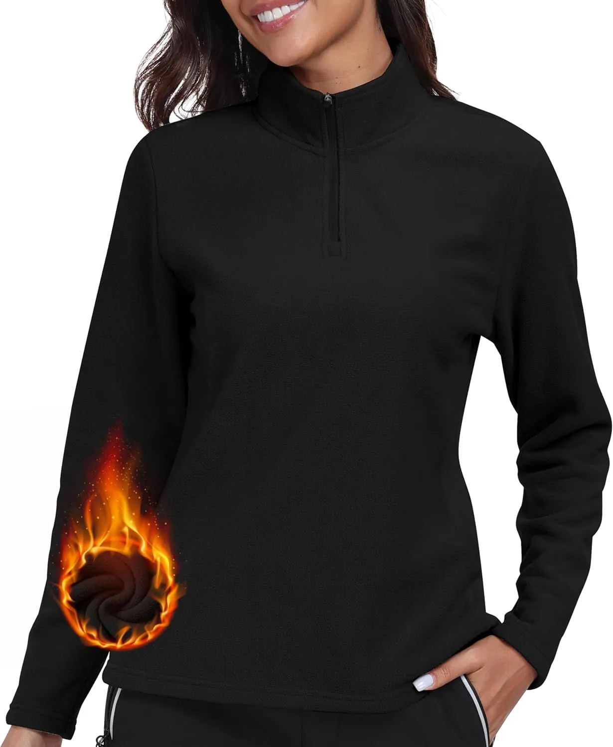 MoFiz Women's 1/4 Zip Polar Fleece Pullover Long Sleeve Soft Lightweight Warm Winter Jacket Top