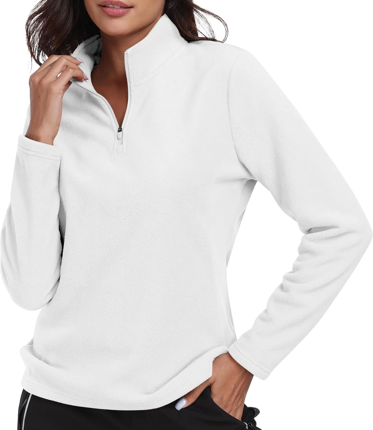 MoFiz Women's 1/4 Zip Polar Fleece Pullover Long Sleeve Soft Lightweight Warm Winter Jacket Top