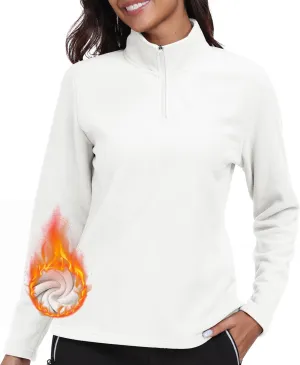 MoFiz Women's 1/4 Zip Polar Fleece Pullover Long Sleeve Soft Lightweight Warm Winter Jacket Top