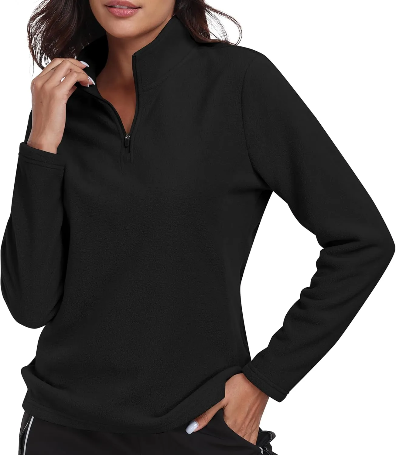 MoFiz Women's 1/4 Zip Polar Fleece Pullover Long Sleeve Soft Lightweight Warm Winter Jacket Top