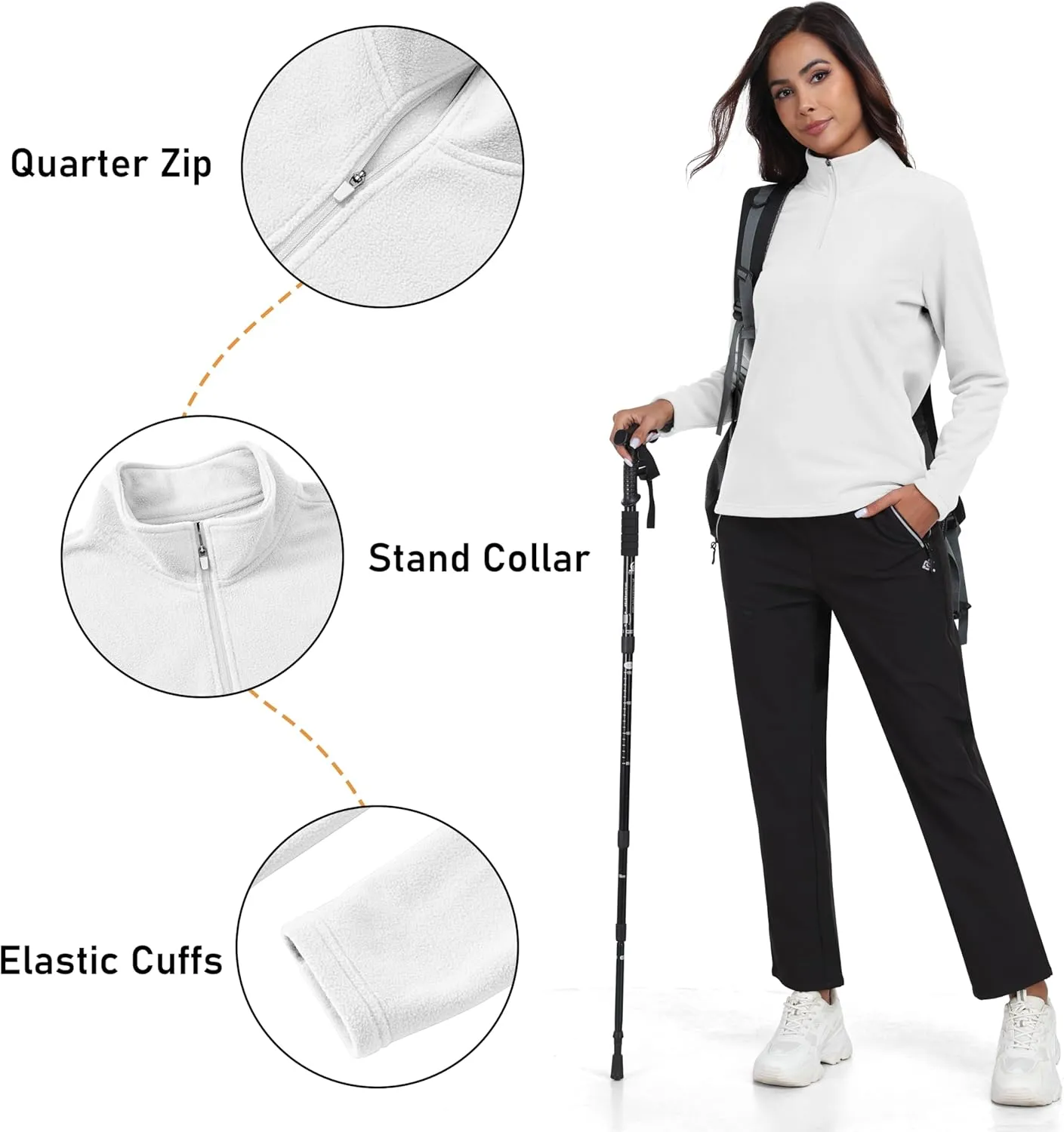 MoFiz Women's 1/4 Zip Polar Fleece Pullover Long Sleeve Soft Lightweight Warm Winter Jacket Top