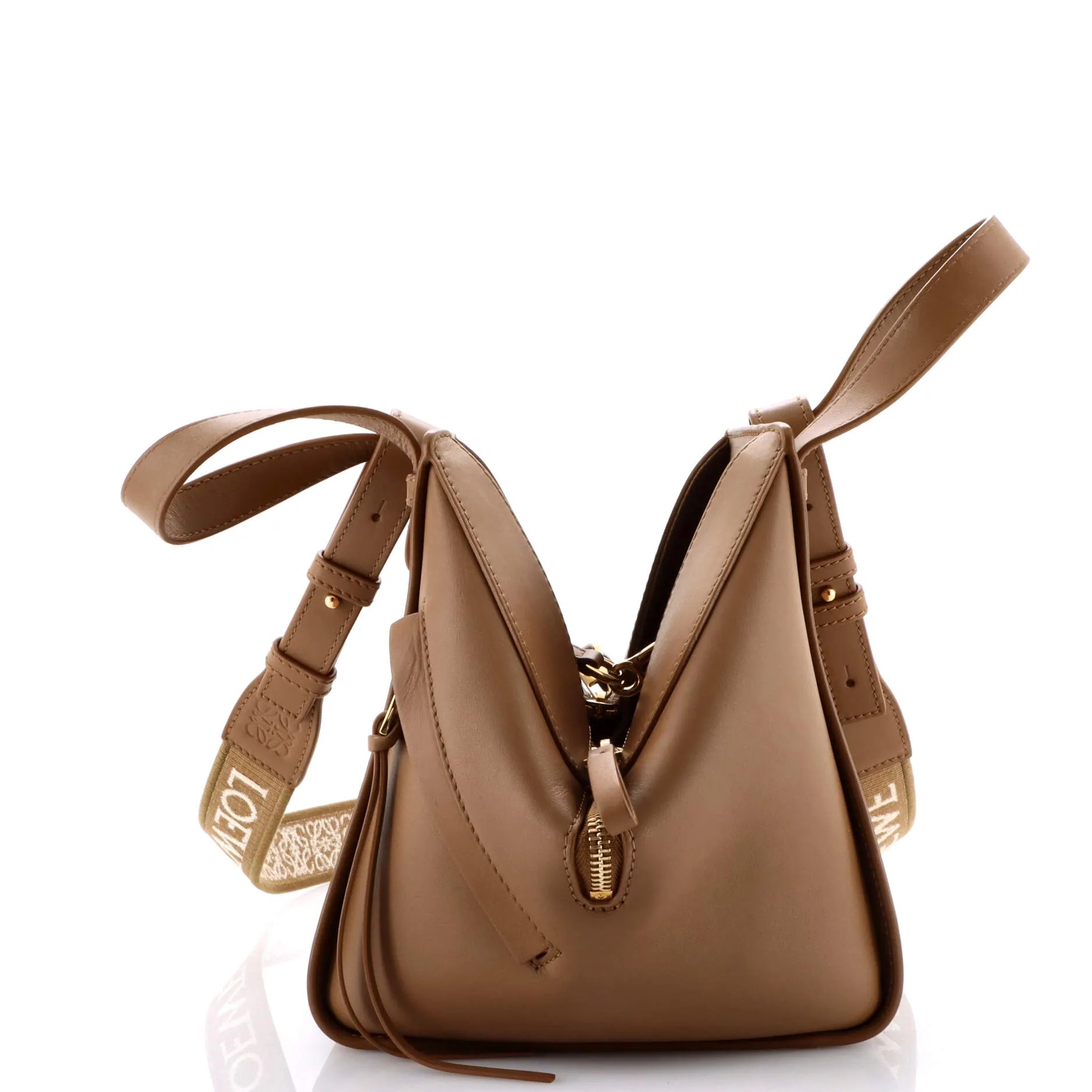 Monochrome Hammock Bag Leather with Logo Jacquard Strap Compact