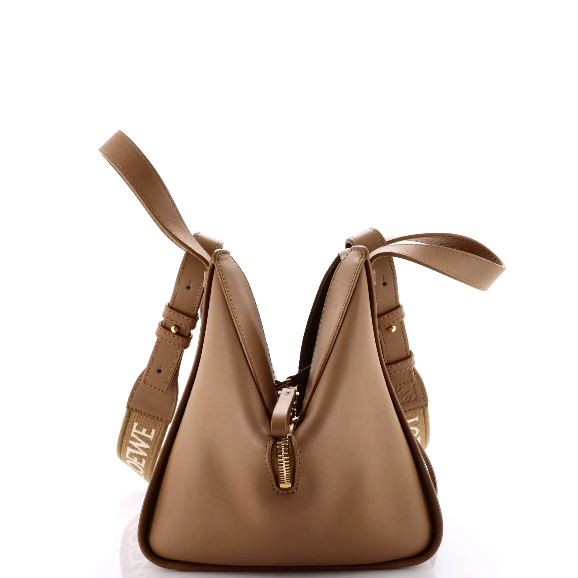 Monochrome Hammock Bag Leather with Logo Jacquard Strap Compact