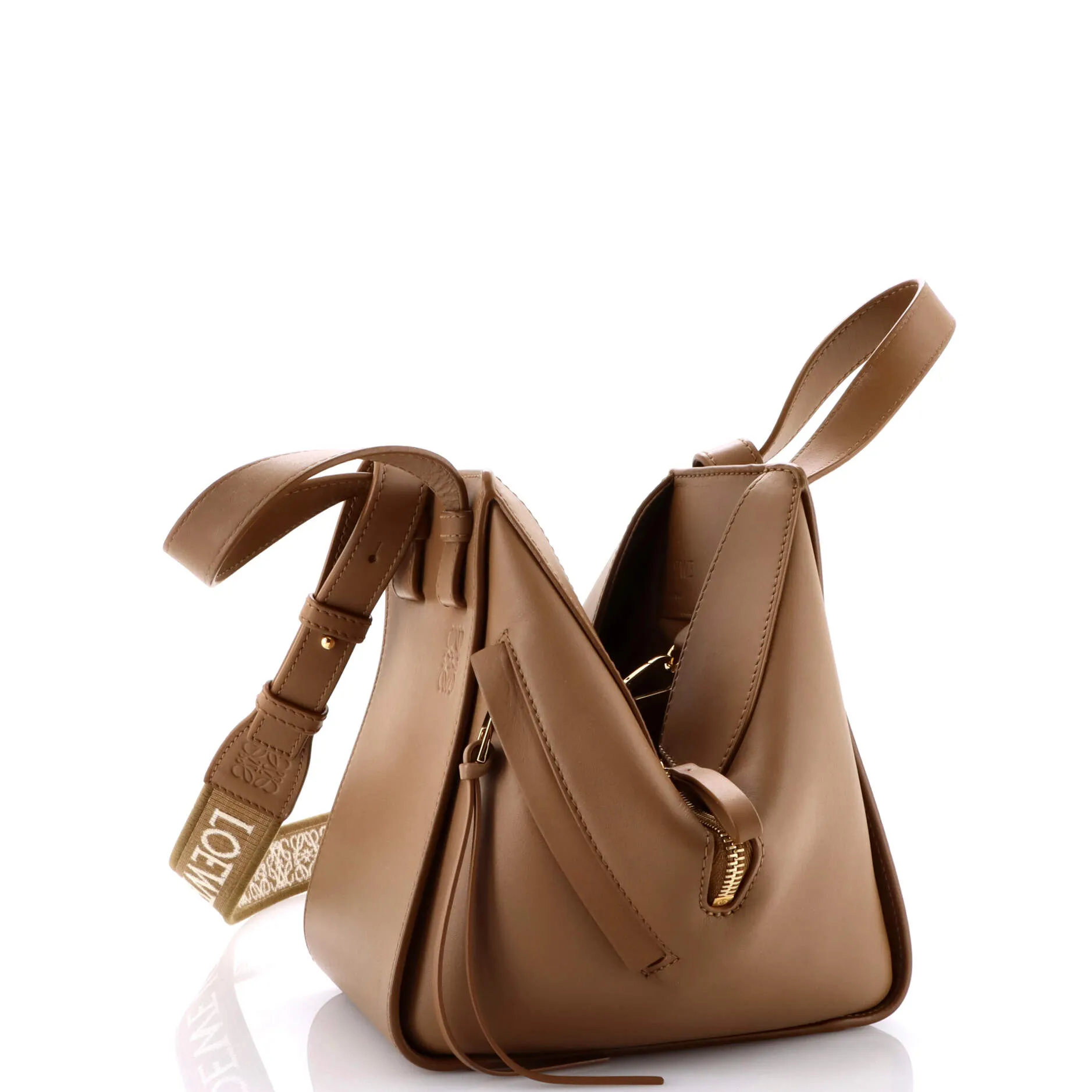 Monochrome Hammock Bag Leather with Logo Jacquard Strap Compact