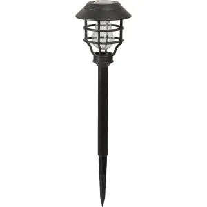 Moonrays Black Black 3.6 Lumens Plastic LED Solar Lantern Path Light