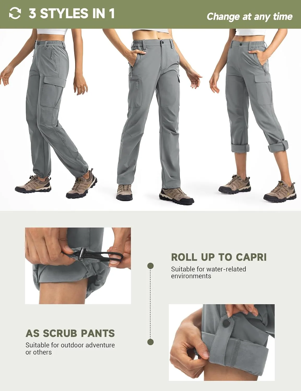 Moosehill Women's Hiking Pants Lightweight Quick Dry Water Resistant Cargo Travel Work Summer Pants for All Seasons