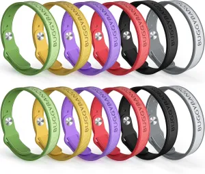 Mosquito Repellent Bracelets, 12 Pack Silicone Mosquito Repellent Bands with DEET Free, Natural & Waterproof Bug Wristbands for Kids and Adults, Outdoor Traveling Protection