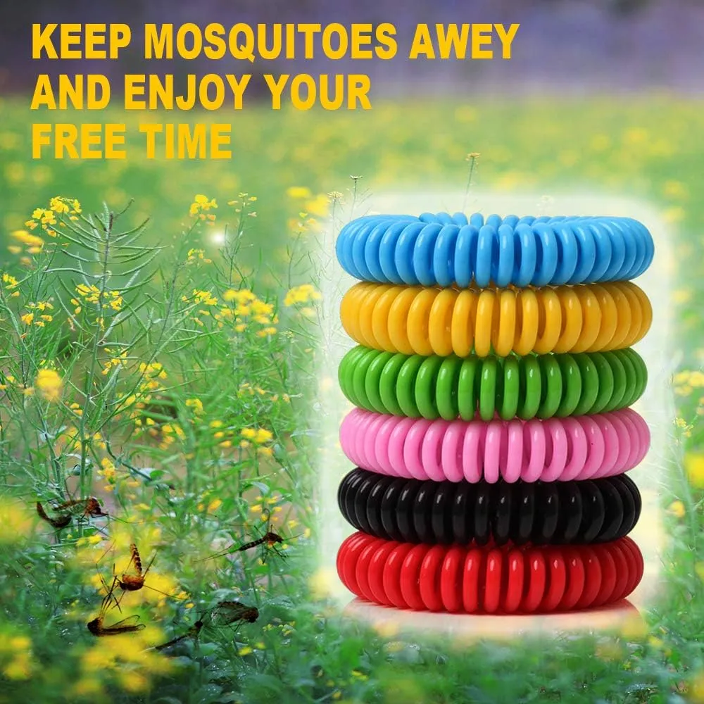 Mosquito Repellent Bracelets, 50 Pack DEET-Free Mosquito Bands for Adults and Kids, Individually Wrapped Waterproof Repellent Wristbands