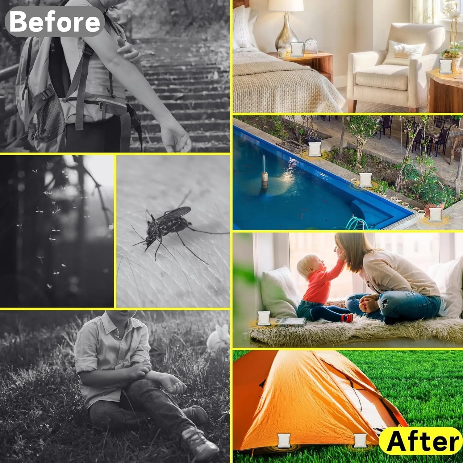 Mosquito Repellent Pouches - Outdoor, Indoor, Travel Size | 30-Day Protection, Non-Toxic & Plant-Based | Safe for Kids, Pets | Patio, Camping, Yard Defense,12PCS