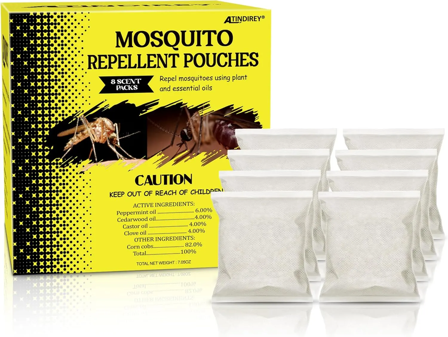 Mosquito Repellent Pouches - Outdoor, Indoor, Travel Size | 30-Day Protection, Non-Toxic & Plant-Based | Safe for Kids, Pets | Patio, Camping, Yard Defense,12PCS