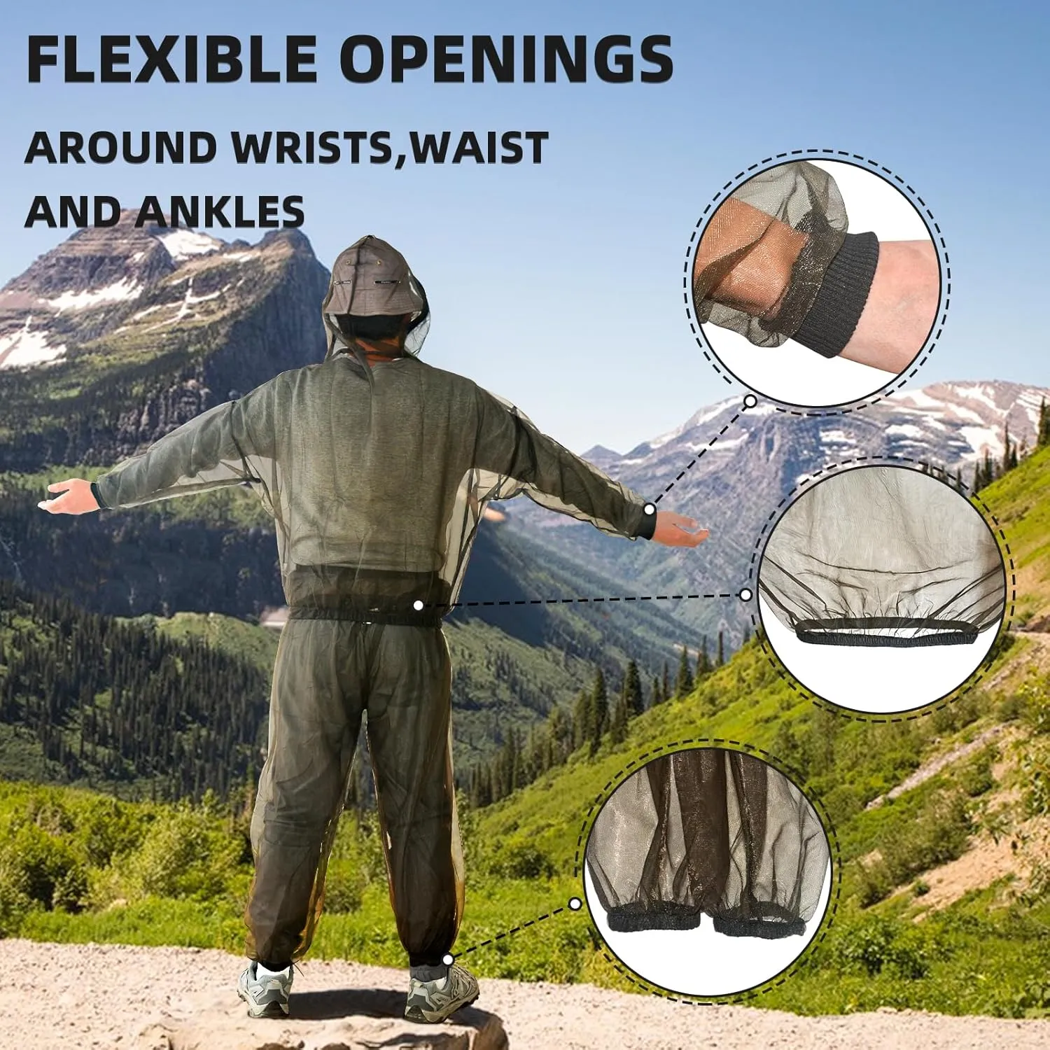 Mosquito Suit, Bug Net Pants & Jacket with Hood, Full Body Bug Suit for Gardening & Outdoor Protection from Bugs, Flies, Gnats, No-See-Ums & Midges, Mosquito Clothing for Women & Men, M Size
