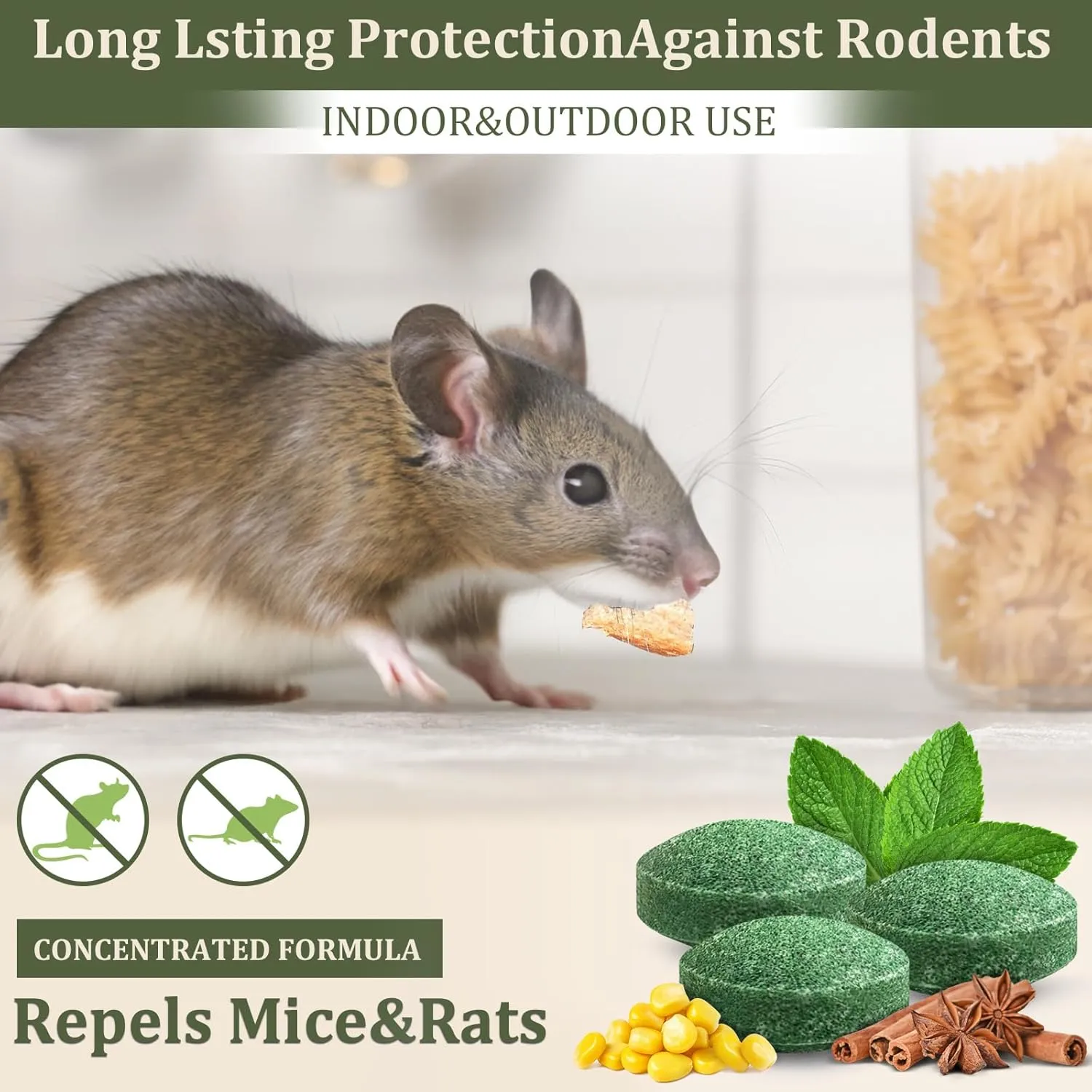 Mouse Repellent, 48 Pack Mouse Repellent Balls with Peppermint Oil for House, Garage, Car Engine, Indoor and Outdoor Use, Safe for Pets and Family