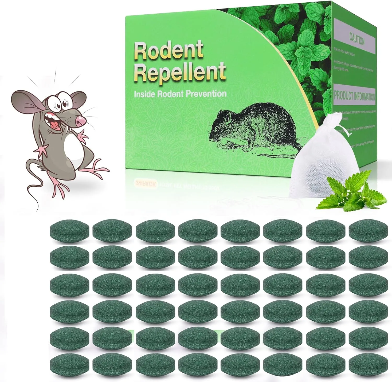 Mouse Repellent, 48 Pack Mouse Repellent Balls with Peppermint Oil for House, Garage, Car Engine, Indoor and Outdoor Use, Safe for Pets and Family
