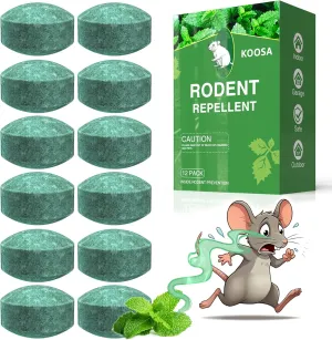 Mouse Rodent Repellent, 12 Pack Peppermint Oil Mouse Repellent Balls for Rats Mice Deterrent, Natural Mouse Traps for Indoor Outdoor Use, Keep Rodents Away from Garden and Home, Family & Pet Safe