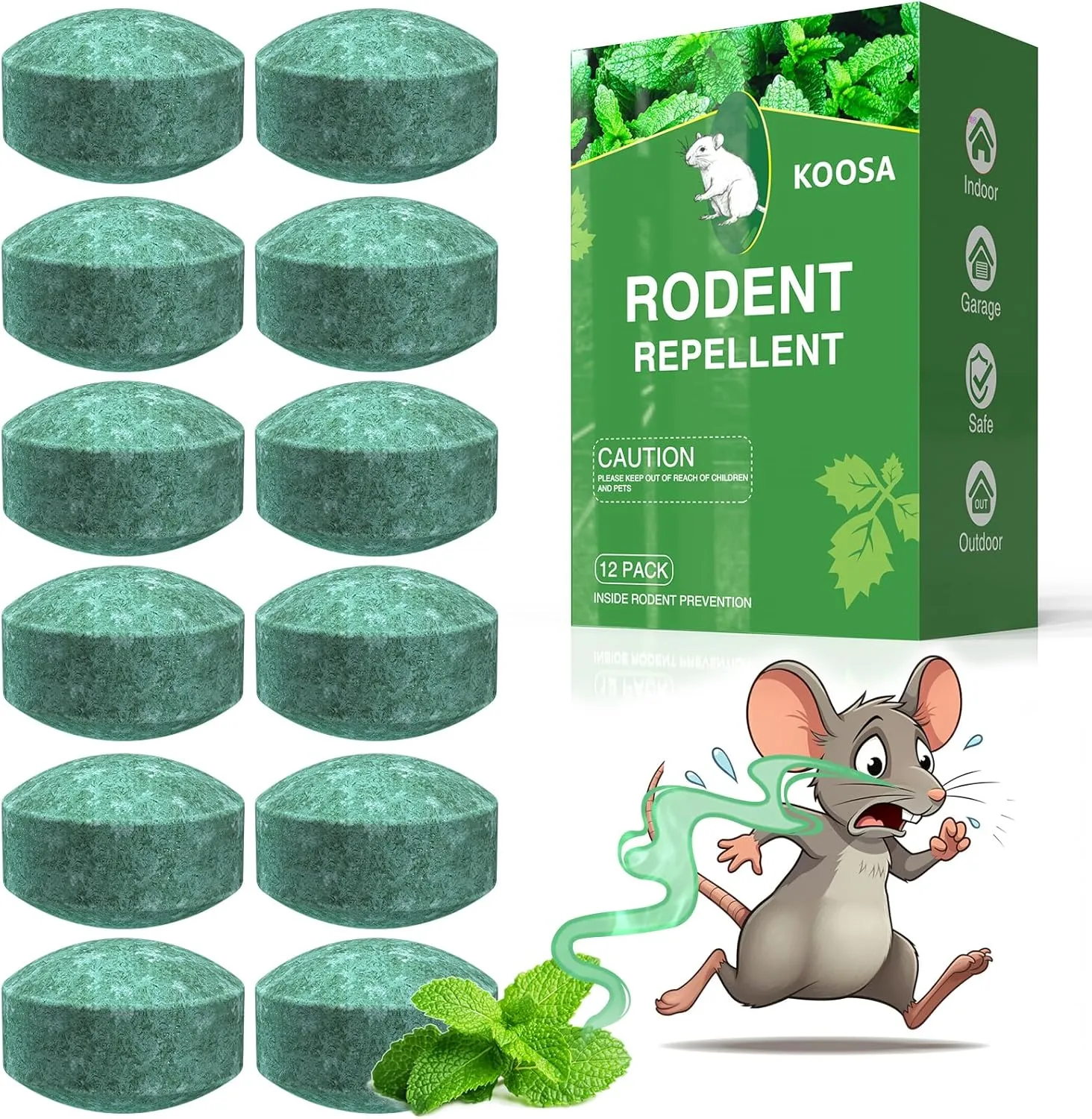 Mouse Rodent Repellent, 12 Pack Peppermint Oil Mouse Repellent Balls for Rats Mice Deterrent, Natural Mouse Traps for Indoor Outdoor Use, Keep Rodents Away from Garden and Home, Family & Pet Safe