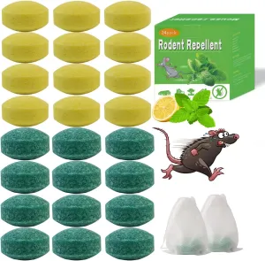 Mouse Rodent Repellent, 24 PCS Peppermint Oil Mouse Repellent Balls for Rats Mice Deterrent, Natural Mice Traps for Indoor Outdoor Use, Keep Rodents Away from Garden and Home, Family & Pet Safe