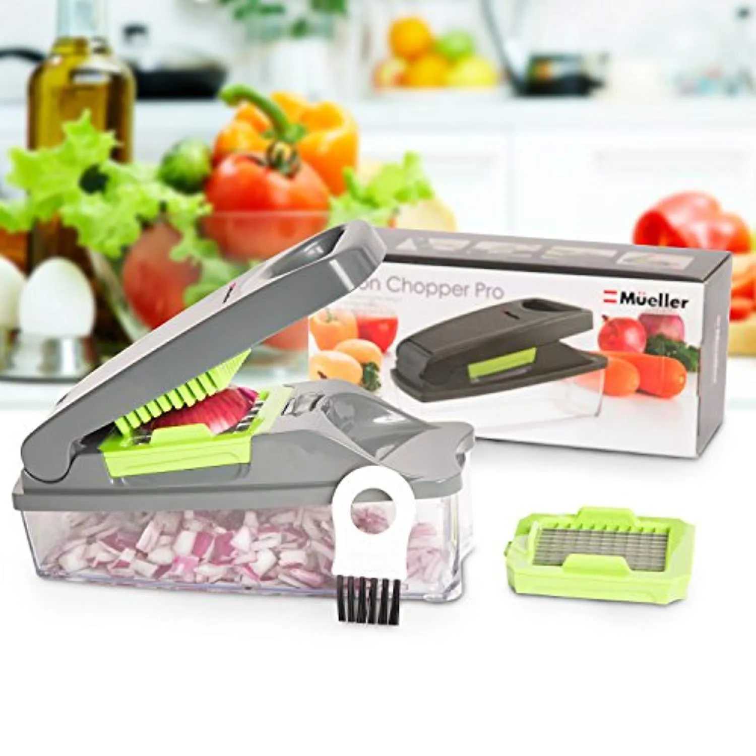 Mueller Austria Onion Chopper Pro Vegetable Chopper  - Strongest - NO MORE TEARS 30% Heavier Duty Multi Vegetable-Fruit-Cheese-Onion Chopper-Dicer-Kitchen Cutter