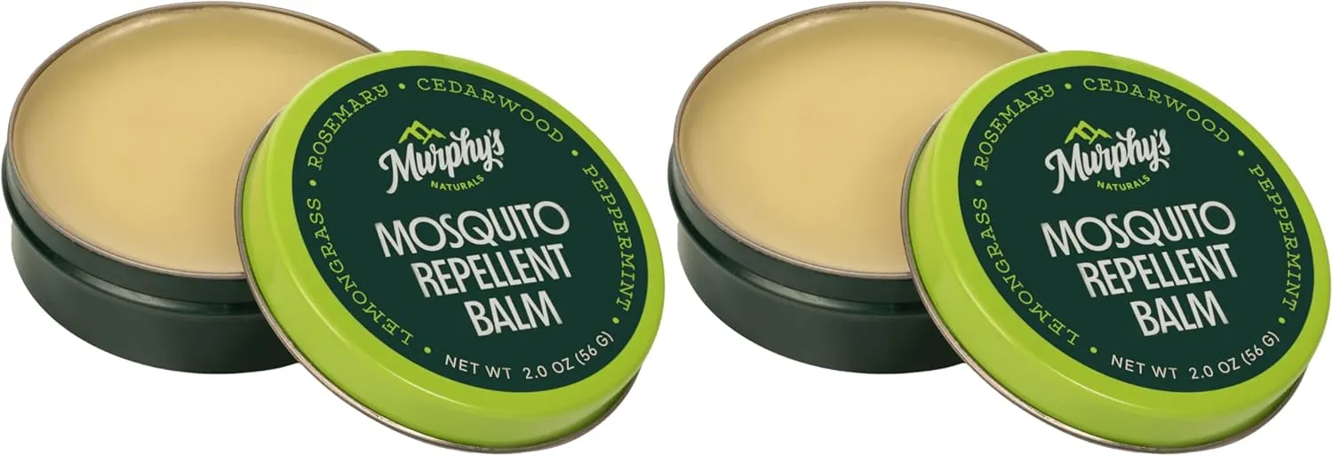 Murphy's Naturals Mosquito Repellent Balm for Outdoor Patio, Hiking, Camping, Plant-Based Cedarwood, Lemongrass & Rosemary, DEET-Free, 2oz, 2-Pack