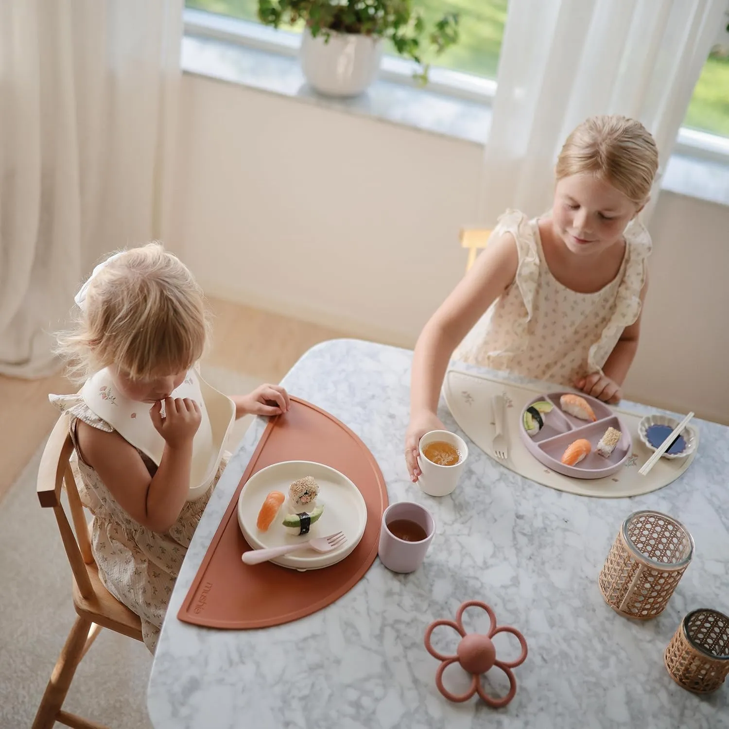 mushie Classic Silicone Suction Plate | BPA-Free Non-Slip Design (Dried Thyme)