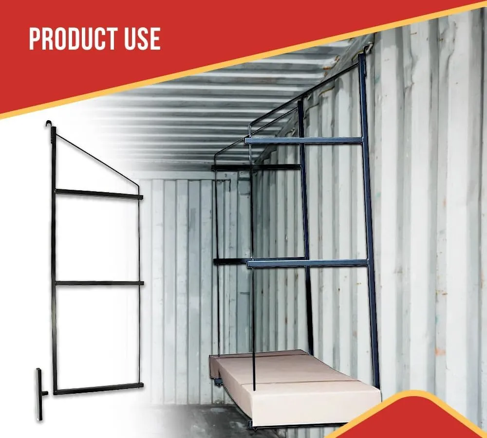 Mytee Products 4 Pack of 3 Tier Shipping Container Shelving Bracket with 18"(D) x 60"(H) - Black Powder Coated Steel Shelf Brackets for Heavy Duty Trailer Containers - Easy to Assemble & Remove