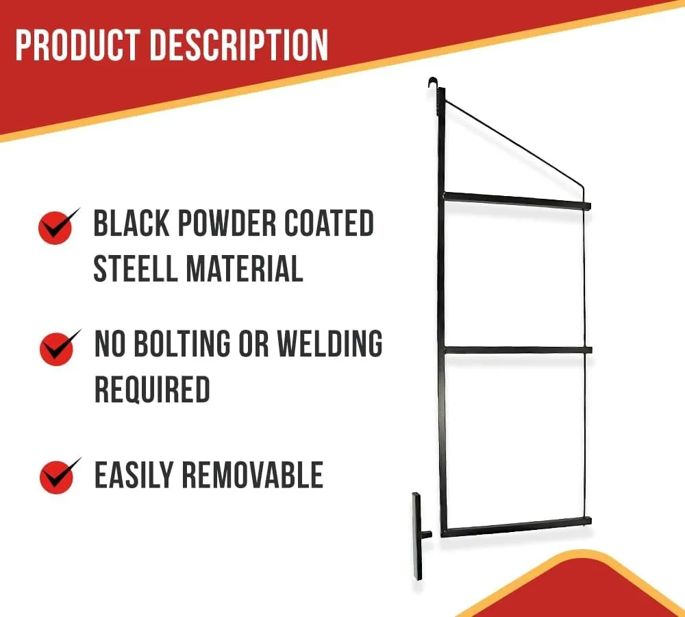Mytee Products 4 Pack of 3 Tier Shipping Container Shelving Bracket with 18"(D) x 60"(H) - Black Powder Coated Steel Shelf Brackets for Heavy Duty Trailer Containers - Easy to Assemble & Remove