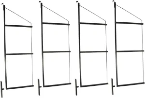Mytee Products 4 Pack of 3 Tier Shipping Container Shelving Bracket with 18"(D) x 60"(H) - Black Powder Coated Steel Shelf Brackets for Heavy Duty Trailer Containers - Easy to Assemble & Remove