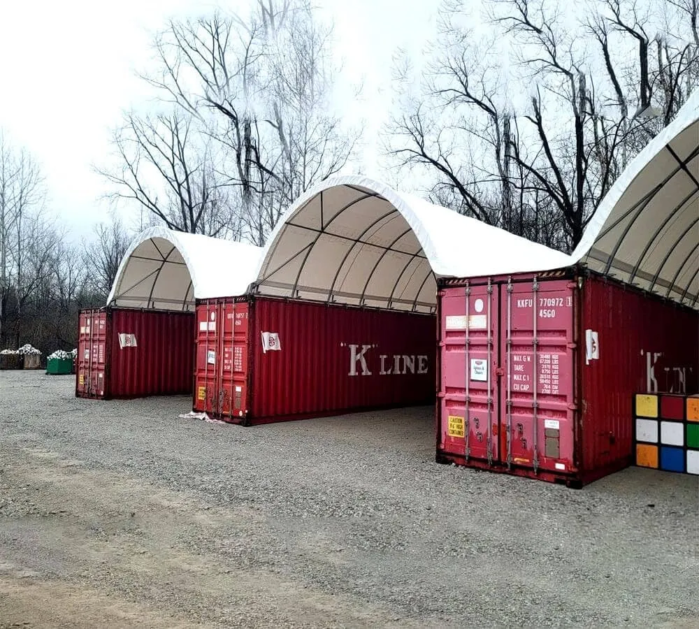 Mytee Products 40'(L) x 26'(W) Shipping Container Canopy Shelter - 21 Oz 610 GSM PVC White Cover Storage Container Roof with No End Walls - Water, Fire, Weather & UV Resistant