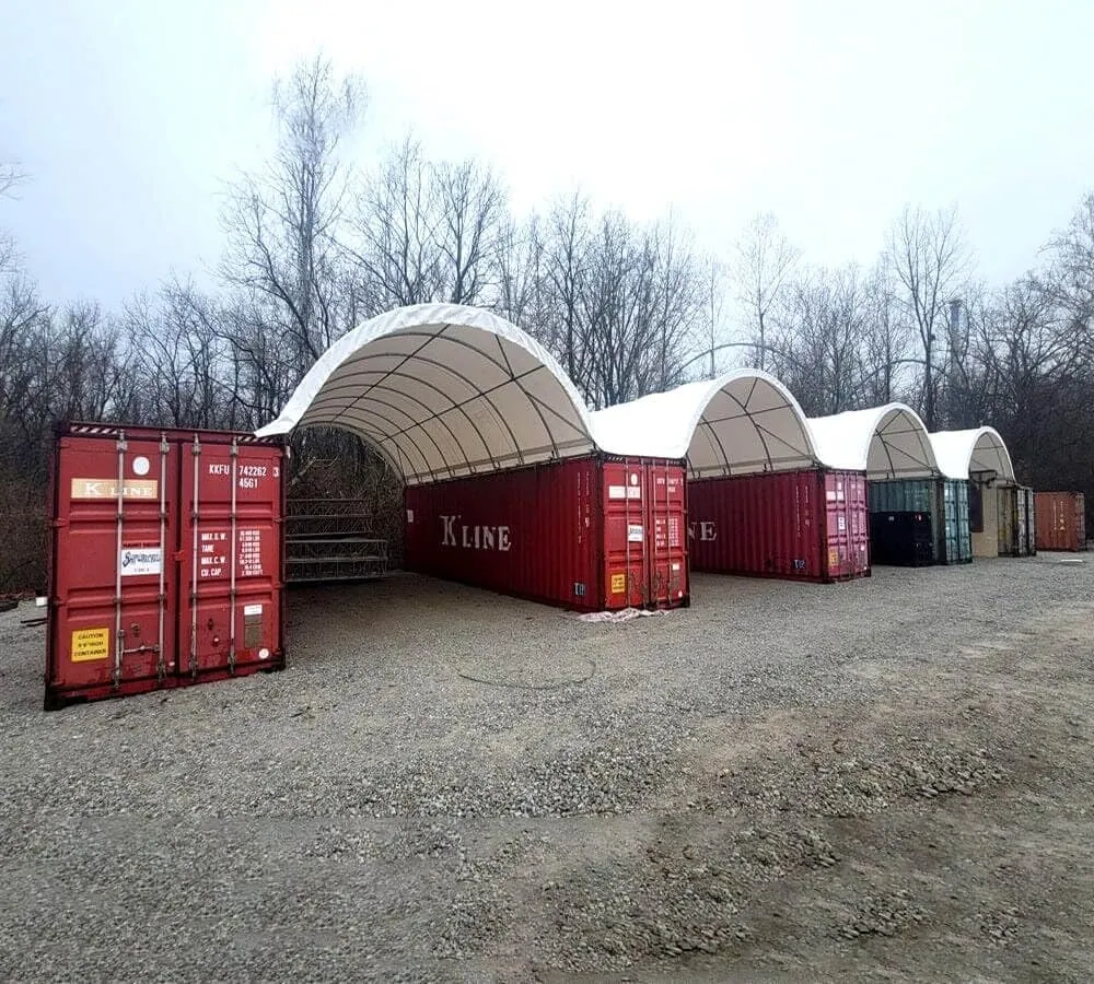 Mytee Products 40'(L) x 26'(W) Shipping Container Canopy Shelter - 21 Oz 610 GSM PVC White Cover Storage Container Roof with No End Walls - Water, Fire, Weather & UV Resistant