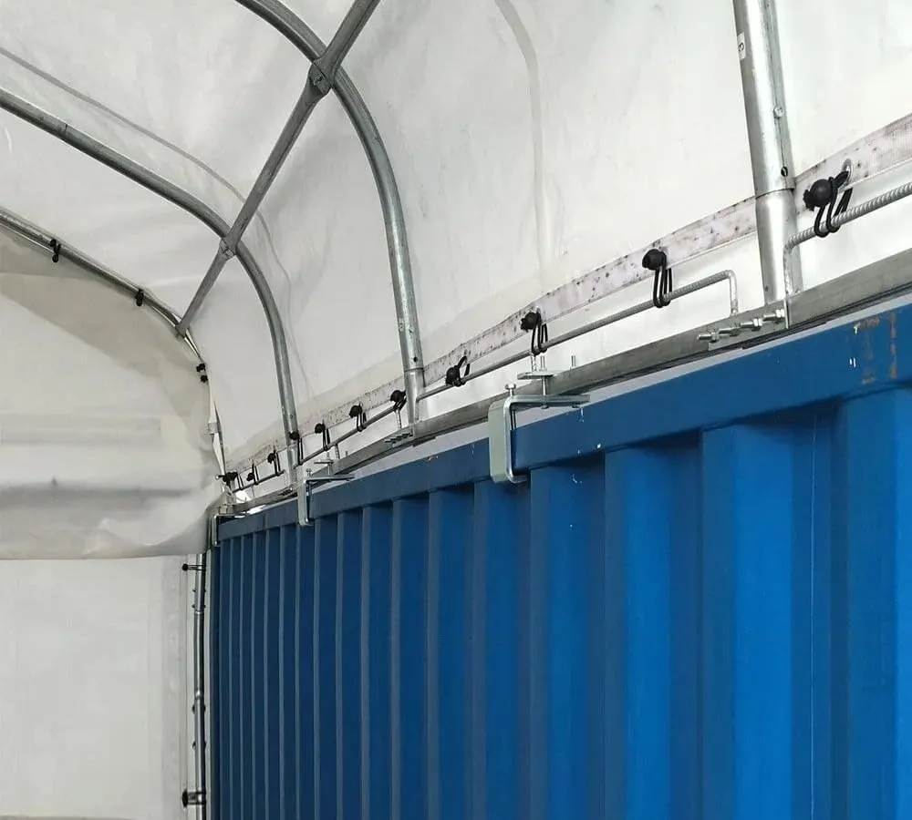 Mytee Products 40'(L) x 33'(W) Shipping Container Canopy Shelter - 21 Oz 610 GSM PVC White Cover Storage Container Roof with No End Walls - Water, Fire, Weather & UV Resistant