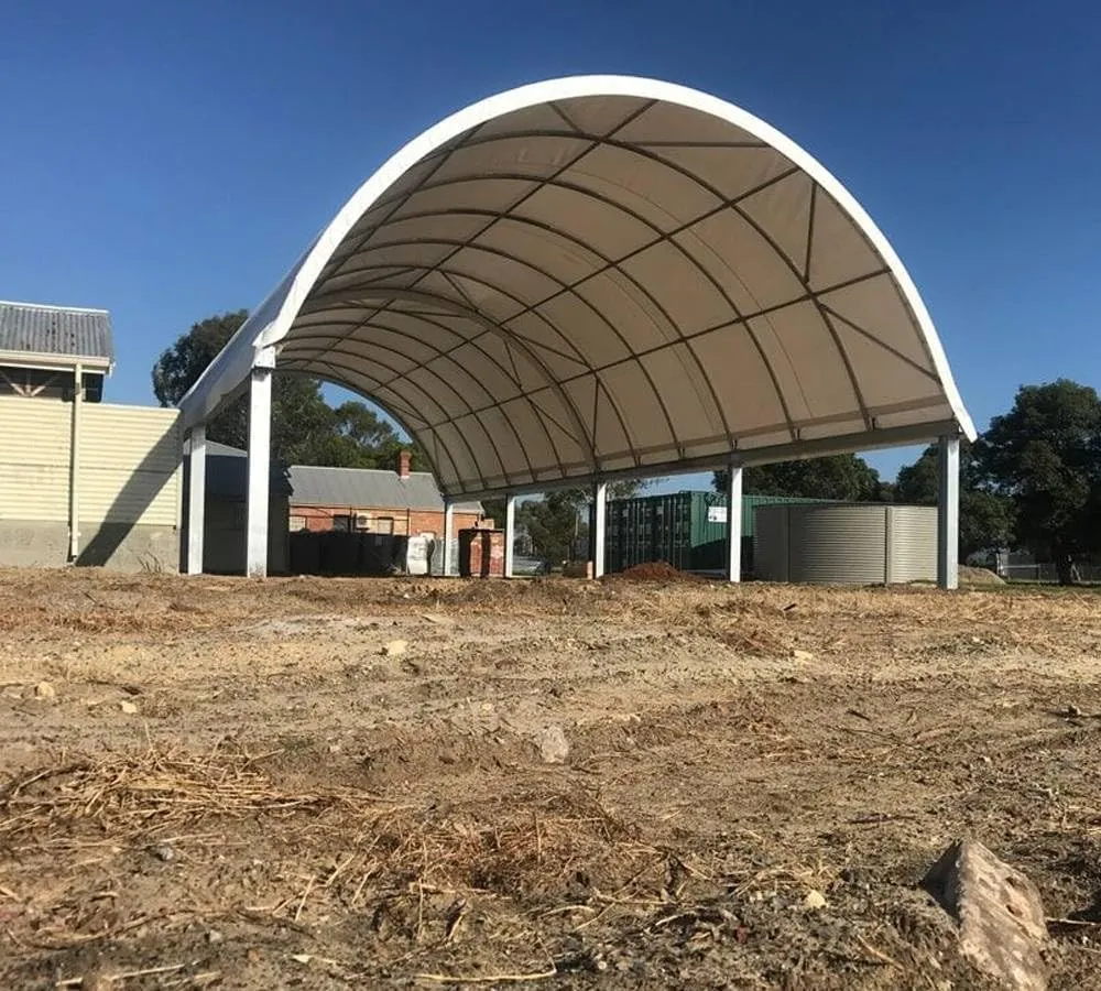 Mytee Products 40'(L) x 33'(W) Shipping Container Canopy Shelter - 21 Oz 610 GSM PVC White Cover Storage Container Roof with No End Walls - Water, Fire, Weather & UV Resistant