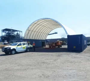Mytee Products 40'(L) x 33'(W) Shipping Container Canopy Shelter - 21 Oz 610 GSM PVC White Cover Storage Container Roof with No End Walls - Water, Fire, Weather & UV Resistant