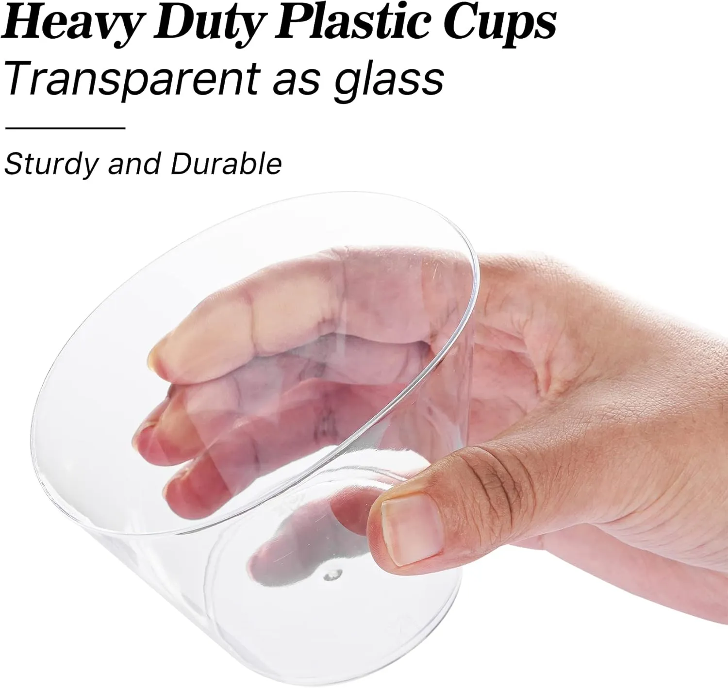 N9R 100PCS Clear Plastic Cups 9oz, Disposable Plastic Cups Tumblers, Heavy Duty Cocktail Cups for Weeding, Party