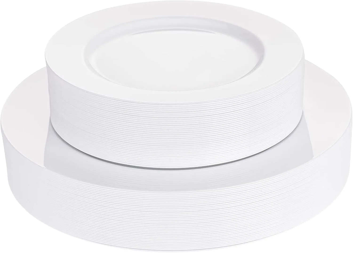 N9R 72PCS Disposable Plates - White Plastic Dinner & Dessert Plates (36 x 10.25”, 36 x 7.5”) for Parties, Weddings, Mother's Day