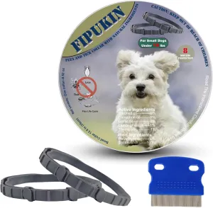 Natural Ingredients Flea Repellent Collar for Small Dogs, Safe and Effective Flea and Tick Repellent, Waterproof, 8 Months Protection per Collar, Free Comb, 13.8 Inches, 2-Pack